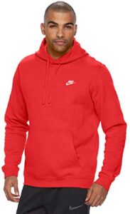 nike men's sportswear club pullover hoodie, university red/university red/white, x-large