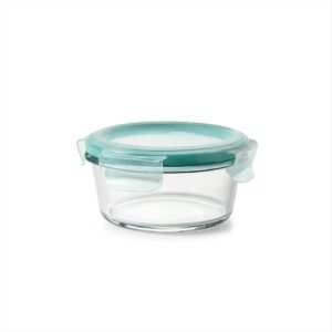 oxo good grips 2 cup smart seal glass round food storage container, clear, 1 count (pack of 1)