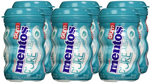 Mentos Pure Fresh Sugar-Free Chewing Gum with Xylitol, Wintergreen, Bulk, 50 Count ( Pack of 6)