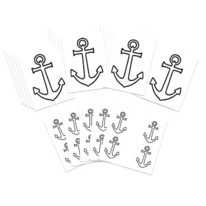 fashiontats black line art anchor temporary tattoos | large & mini sizes included | pack of 15 | made in the usa | skin safe | removable