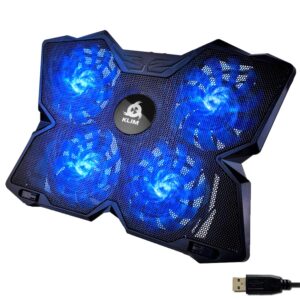 klim wind laptop cooling pad - more than 500 000 units sold - new version 2024 - the most powerful rapid action cooling fan - laptop stand with 4 cooling fans at 1200 rpm - usb fan - ps5 ps4 - blue