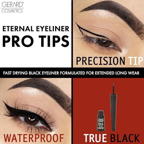 Gerard Cosmetics Eternal Eyeliner | Ultra Black Liquid Eyeliner w/Fine Precision Tip Applicator | Extended Long Wear | Cruelty Free | Waterproof Smudge Proof Eyeliner