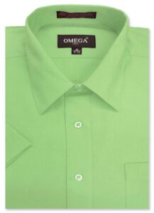 omegatux mens short sleeve solid color dress shirts apple green
