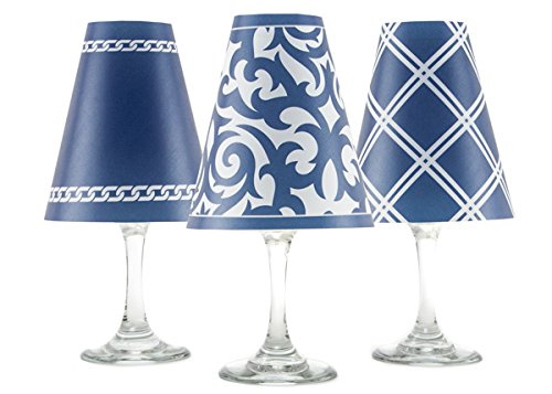 di Potter WS434 Santa Barbara Paper White Wine Glass Shade, Navy (Pack of 6)