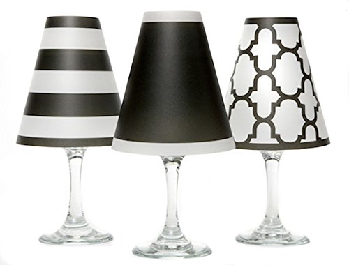 di Potter WS136 Nantucket Paper White Wine Glass Shade, Black (Pack of 6)