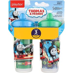 playtex sipsters stage 3 thomas the train spill-proof, leak-proof, break-proof insulated spout sippy cups - 9 ounce - 2 count (color/theme may vary)