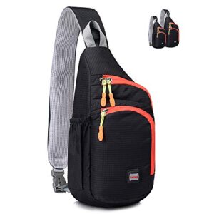 lecxci outdoor chest sling bag lightweight waterproof backpack for man/women(s,black)