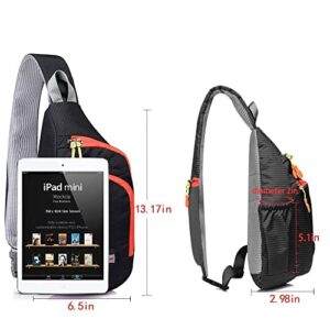 Lecxci Outdoor Chest Sling Bag Lightweight Waterproof Backpack for Man/Women(S,Black)