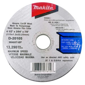 Makita 10 Pack - 4.5" Cut Off Wheels For Grinders - Aggressive Cutting For Metal & Stainless Steel/INOX - 4-1/2" x .045 x 7/8-Inch