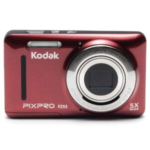 kodak pixpro friendly zoom fz53-rd 16mp digital camera with 5x optical zoom and 2.7" lcd screen (red)