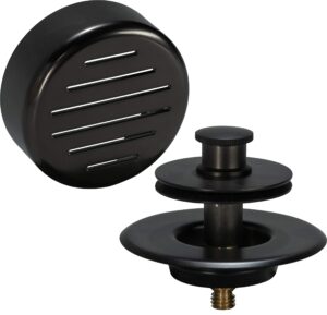 ab&a 60108 tub drain trim kit with push en lift stopper, classic high-capacity overflow plate, and press-in strainer cover, oil rubbed bronze