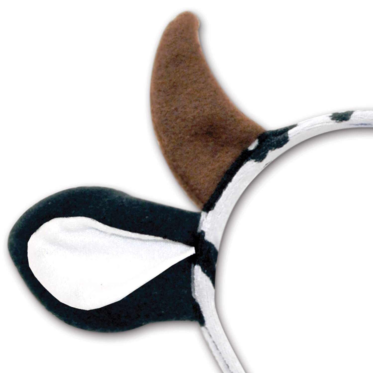 Beistle Cow Ears and Horns Headband Farm Theme Birthday Party Supplies Headwear, White/Black/Brown