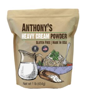 anthony's heavy cream powder, 1 lb, gluten free, non-gmo, keto friendly, product of usa