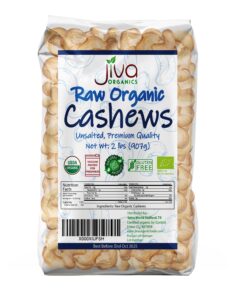 jiva organics raw organic cashews (whole) 2 pound bag