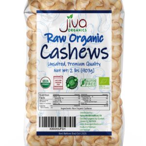 Jiva Organics Raw Organic Cashews (Whole) 2 Pound Bag