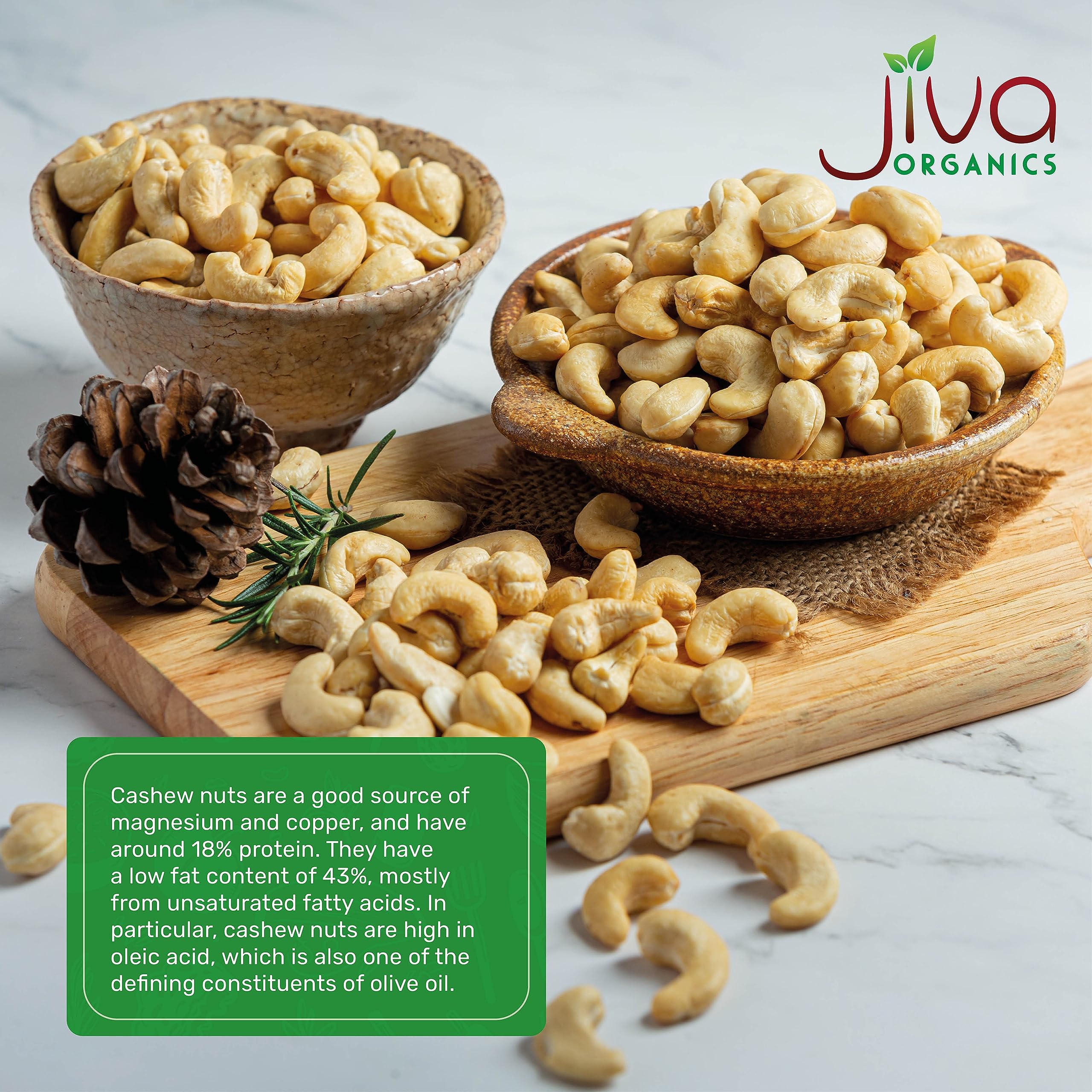 Jiva Organics Raw Organic Cashews (Whole) 2 Pound Bag