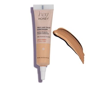 hey honey trick and treat active propolis cream concealer, light to medium tone, 0.5 fl oz