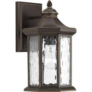 progress lighting edition collection 1-light water glass traditional outdoor medium wall lantern light antique bronze, 7"