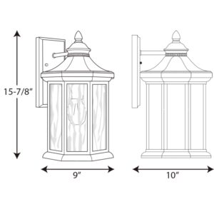 Progress Lighting Edition Collection 1-Light Water Glass Traditional Outdoor Large Wall Lantern Light Antique Bronze