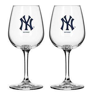 mlb new york yankees game day wine glass, 12-ounce, 2-pack