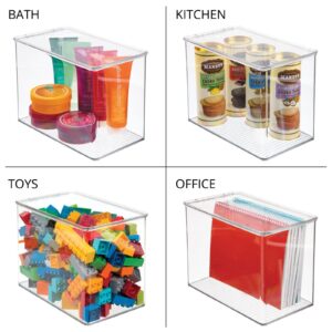 mDesign Plastic Stackable Toy Storage Bin Box with Hinged Lid for Organizing Living Room, Play Room, Bedroom - Organizer Containers for Children and Toddler Toys - Clear