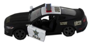 kinsmart 2015 ford mustang gt black & white state police squad car 1/36 scale diecast interceptor