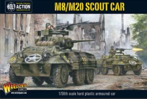 bolt action american m8/m20 greyhound scout car 1:56 wwii military wargaming plastic model kit