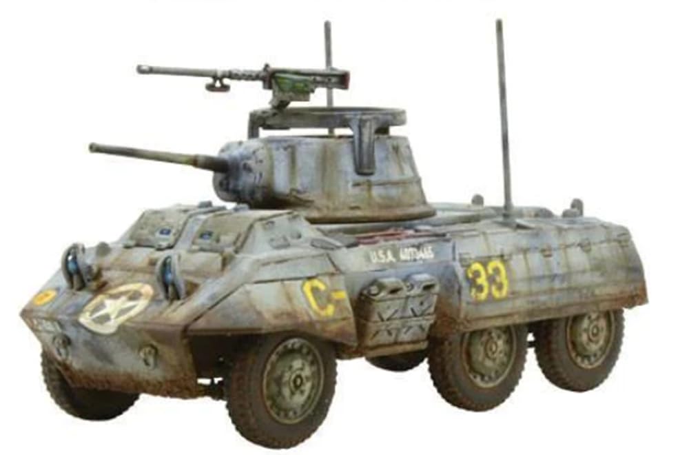 Bolt Action American M8/M20 Greyhound Scout Car 1:56 WWII Military Wargaming Plastic Model Kit