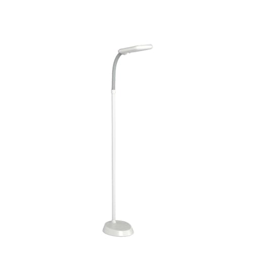 Brightech Litespan Slim LED Lamp, Modern Floor Reading Lamp Over Chair for Living Rooms & Offices, Tall Lamp with Adjustable Gooseneck, Crafts Work Light, Dimmable Standing Lamp for Bedroom - White