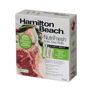 Hamilton Beach Vacuum Sealer, (3-Pack) 8 in x 20 ft Rolls for NutriFresh, FoodSaver & Other Heat-Seal Systems (78322)