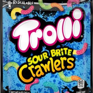 Trolli Sour Brite Crawlers, Sour Gummy Worms, 9 Ounce Resealable Bag