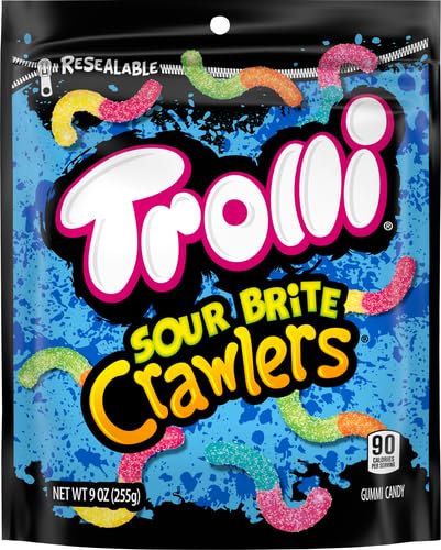 Trolli Sour Brite Crawlers, Sour Gummy Worms, 9 Ounce Resealable Bag