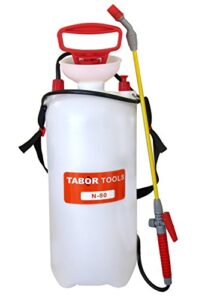 tabor tools 2.0 gallon lawn and garden pump pressure with pressure relief valve, adjustable shoulder strap, and adjustable wand nozzle (2.0 gallon, yellow wand). n80a.