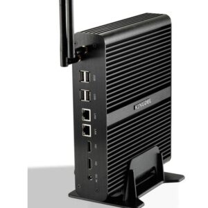 KINGDEL Fanless Mini Desktop Computer, Mini PC with Intel i7 CPU, 16GB RAM, 512GB SSD, 2xHD Ports, 2xLAN, All Metal Body, W-11 Pro