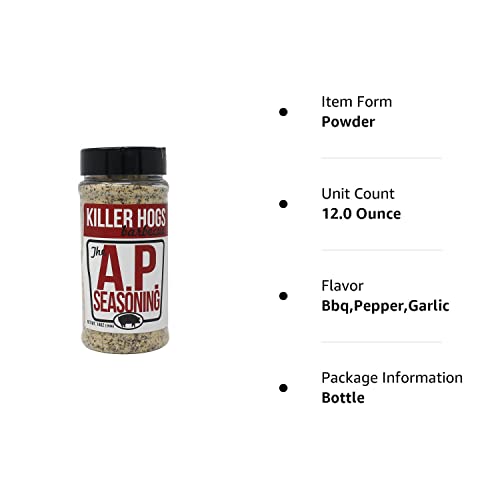 Killer Hogs AP Seasoning | Championship BBQ and Grill All Purpose Seasoning for Beef, Steak, Burgers, Pork, and Chicken | Salt, Pepper, Garlic (SPG) | 14 Ounces