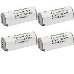 kastar battery (4-pack) for nb-9l and powershot n, n2, sd4500, sd4500 is, elph 510 hs, elph 520 hs, elph 530 hs cameras