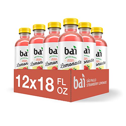 Bai Flavored Water, São Paulo Strawberry Lemonade, Antioxidant Infused Drinks, 18 Fluid Ounce Bottle (Pack of 12)