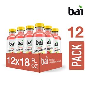 Bai Flavored Water, São Paulo Strawberry Lemonade, Antioxidant Infused Drinks, 18 Fluid Ounce Bottle (Pack of 12)