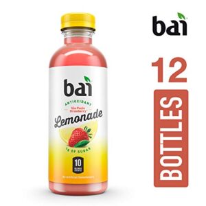 Bai Flavored Water, São Paulo Strawberry Lemonade, Antioxidant Infused Drinks, 18 Fluid Ounce Bottle (Pack of 12)