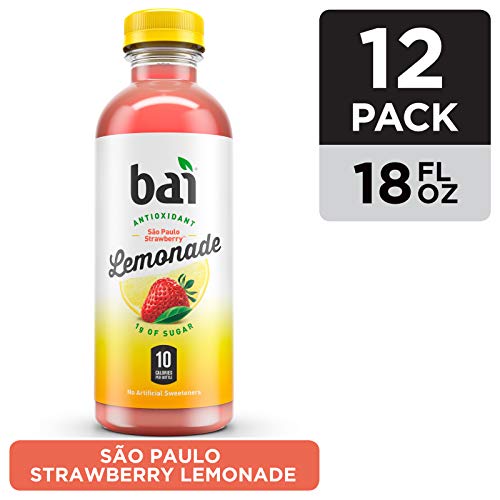 Bai Flavored Water, São Paulo Strawberry Lemonade, Antioxidant Infused Drinks, 18 Fluid Ounce Bottle (Pack of 12)