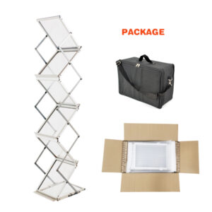 Displayfactory Magazine Rack,Catalog Literature Rack, 6 Pockets,Pop up Aluminum Brochure Display Stand Foldable with Carrying Bag for Office,Store, Exhibition & Trade Show