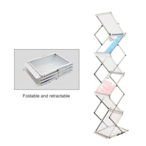 Displayfactory Magazine Rack,Catalog Literature Rack, 6 Pockets,Pop up Aluminum Brochure Display Stand Foldable with Carrying Bag for Office,Store, Exhibition & Trade Show