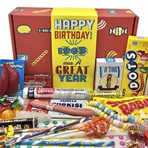 RETRO CANDY YUM 1963 Candy Birthday Box - Celebrate Your Loved One's 61st Birthday with Our Candy from 1963 - Candy from the 60s to Take a Trip Down Memory Lane - 1960s Nostalgia Gifts