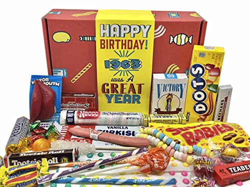 RETRO CANDY YUM 1963 Candy Birthday Box - Celebrate Your Loved One's 61st Birthday with Our Candy from 1963 - Candy from the 60s to Take a Trip Down Memory Lane - 1960s Nostalgia Gifts