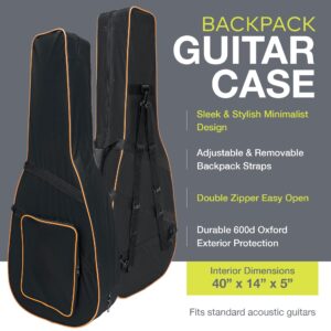 Knox Gear KN-SGC01 Acoustic Dreadnought Guitar Lightweight Hard-Foam Case w/ Back Straps, black