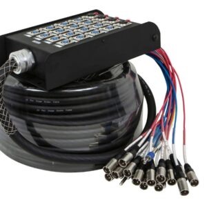 Monoprice 20-Channel Snake & 16 XLR x 4 TRS Stage Box - With 16 Downstream and 4 Upstream Connections, 100 Feet, Black