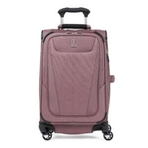 travelpro maxlite 5 softside expandable carry on luggage with 4 spinner wheels, lightweight suitcase, men and women, dusty rose pink, carry on 21-inch