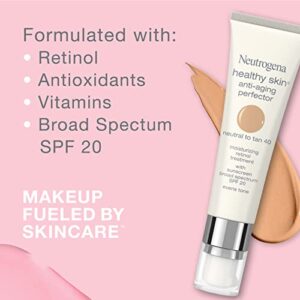 Neutrogena Healthy Skin Anti-Aging Perfector Tinted Facial Moisturizer and Retinol Treatment with Broad Spectrum SPF 20 Sunscreen with Titanium Dioxide, 30 Light to Neutral, 1 fl. oz