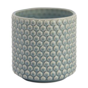 bloomingville coastal stoneware pot with raised dots and crackle glaze, sky blue, 6"