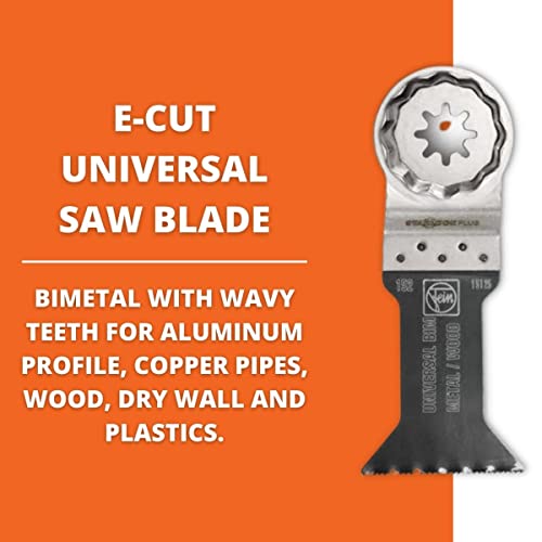 Fein StarLock Plus E-Cut Universal Oscillating Saw Blade - Medium, Waisted 1-3/4" Width for Wood, Drywall, Plastics - Fits Most Multitools - 10-Pack - 63502152290